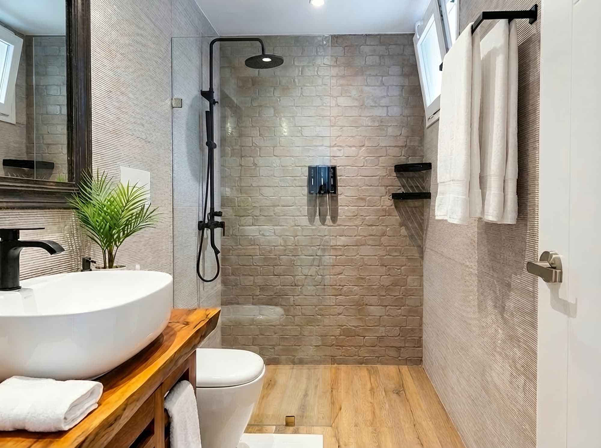 Designer bathroom with walk-in shower at Villa Bella Bayahibe