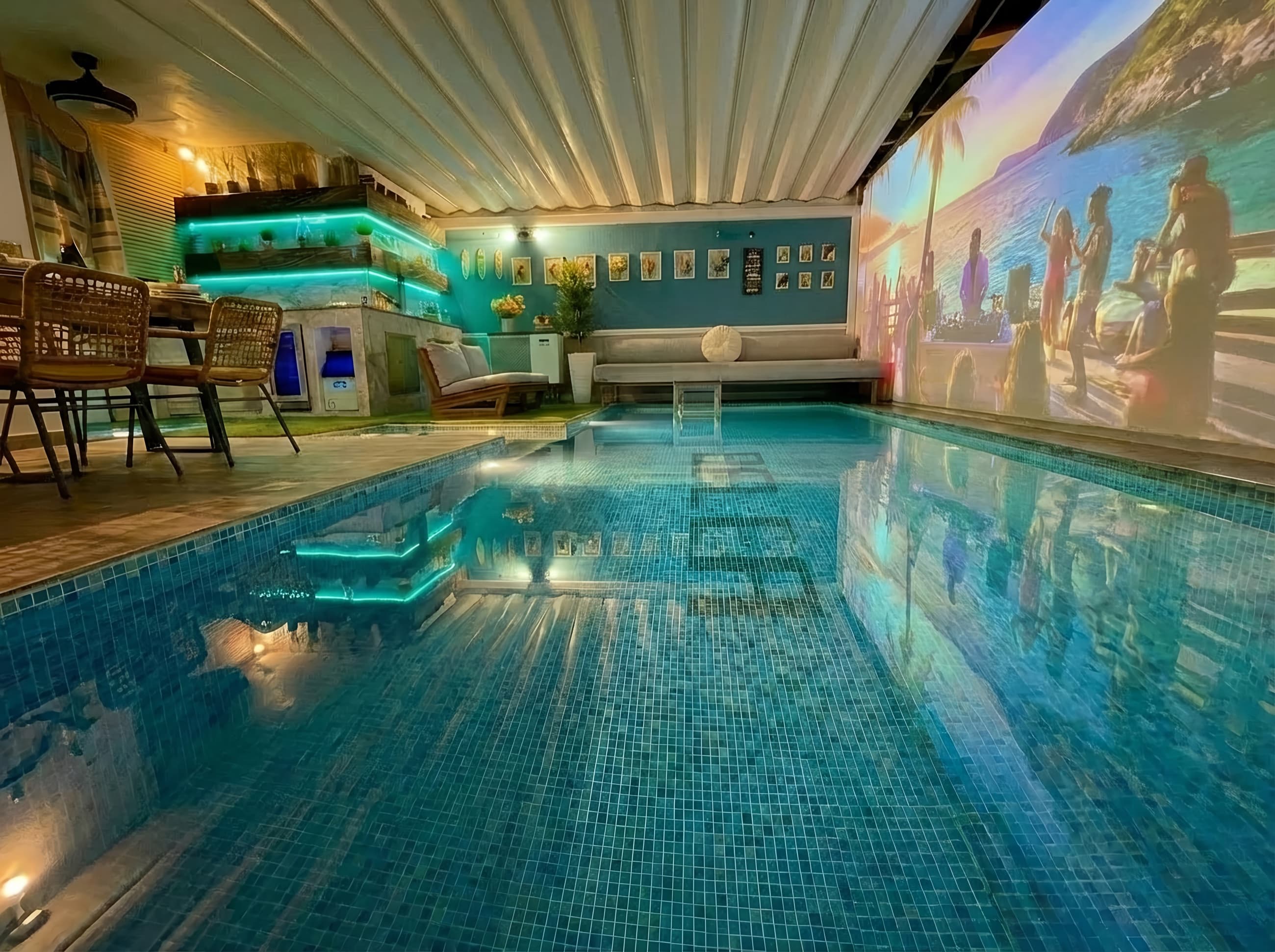 Private indoor pool and cinema screen at Villa Bella Bayahibe
